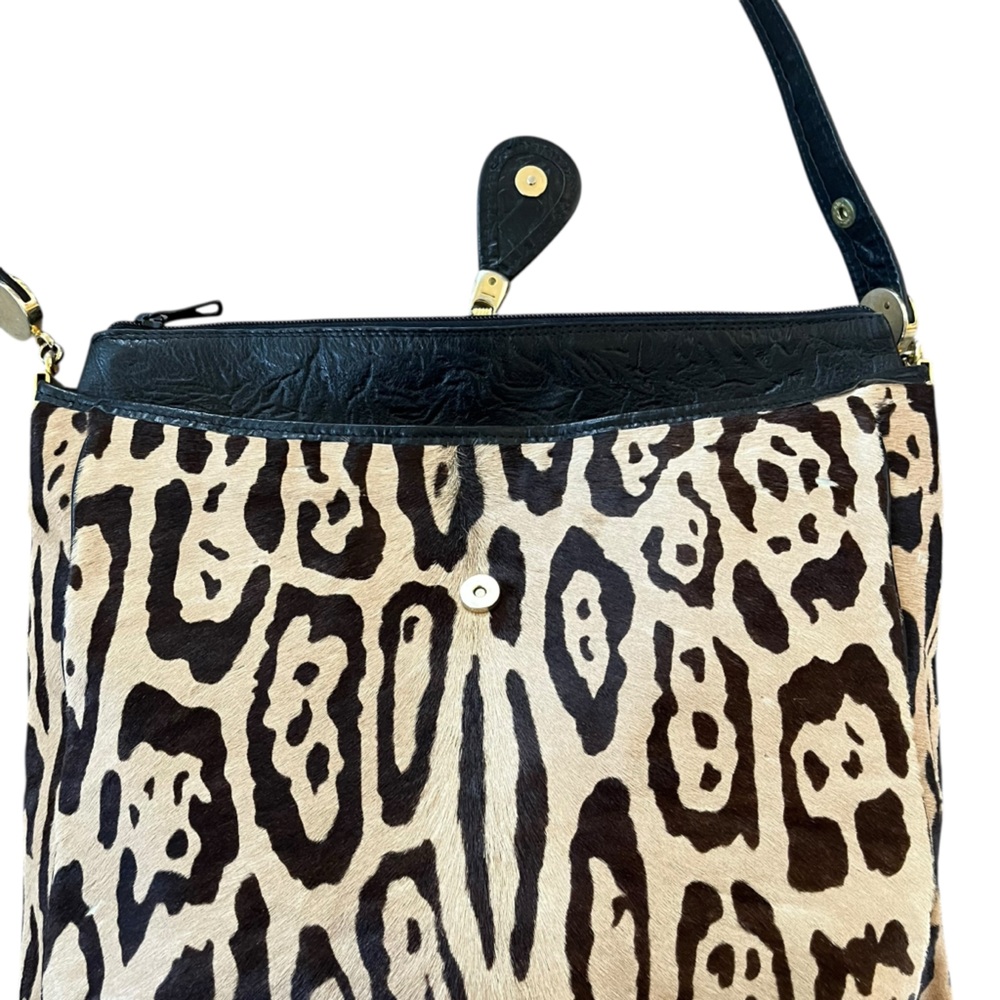Leopard Print Shoulder Bag with Black Trim - Picture 10 of 13